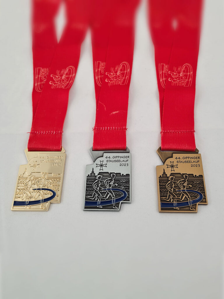 Sportpreise Medaillen Gippingen Stauseelauf mit Band